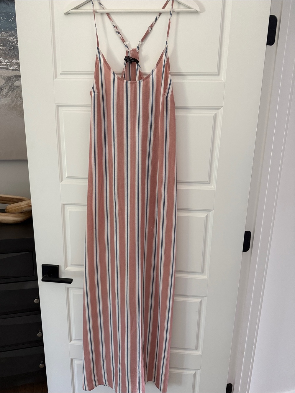 F21 Striped Pink and White Maxi Dress M